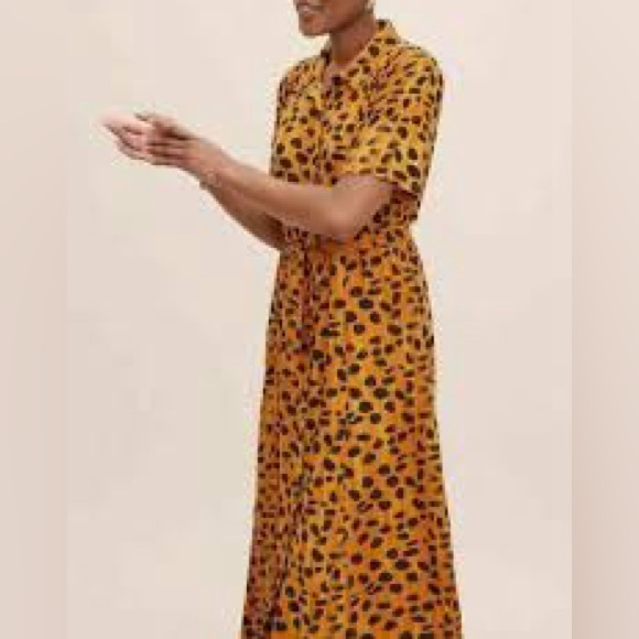 ANTHROPOLOGIE Porridge Vianne Maxi Shirt Dress Cheetah Animal Print Size 6 - Picture 4 of 7